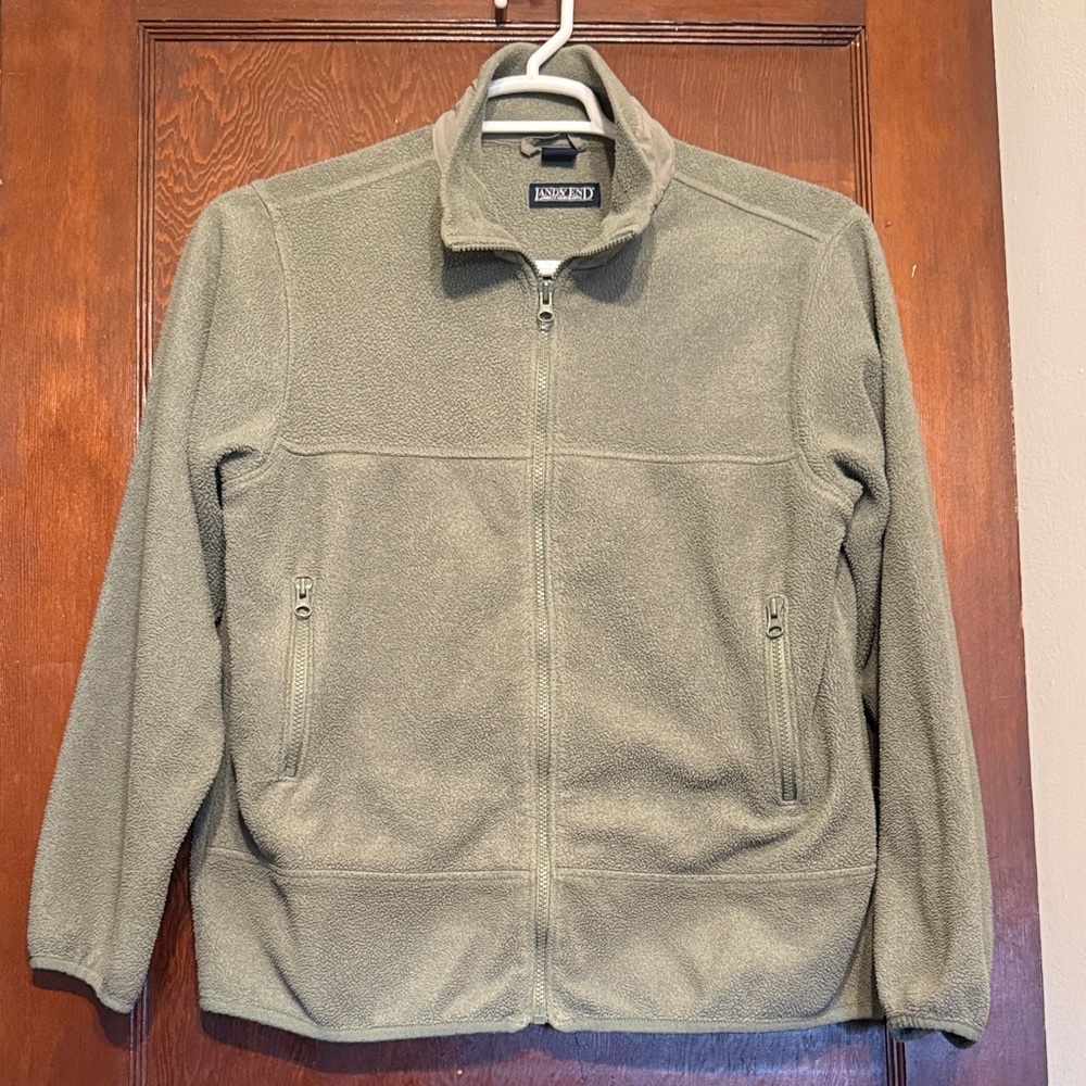 Lands' End women’s olive green fleece jacket, size large